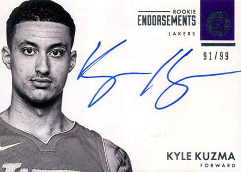 2017-18 Panini Encased Basketball 117 Kyle Kuzma Autograph Rookie Endorsements