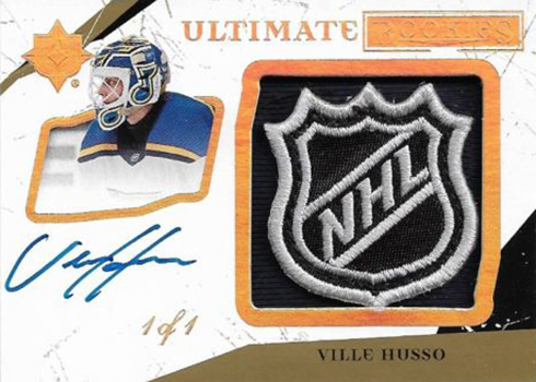 2017-18 Upper Deck Ultimate Collection Hockey Ultimate Rookies Shield Patch Autograph Ville Husso