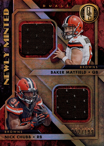 : 2018 Panini Rookies & Stars Baker Mayfield & Nick Chubb Dual  Rookie Game Worn Jersey Patch Card #'d /99 : Collectibles & Fine Art