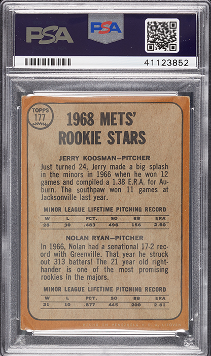 1968 Venezuela Topps Baseball Mets Rookie Nolan Ryan
