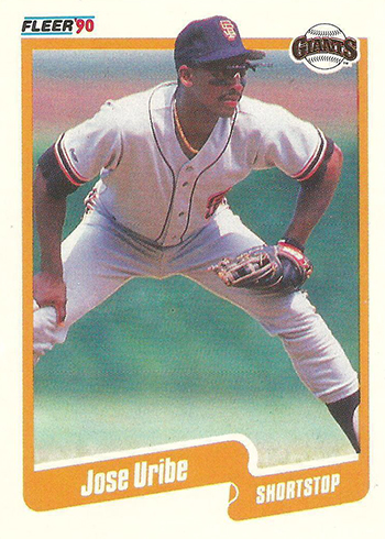 1990 Fleer Jose Uribe Baseball Card