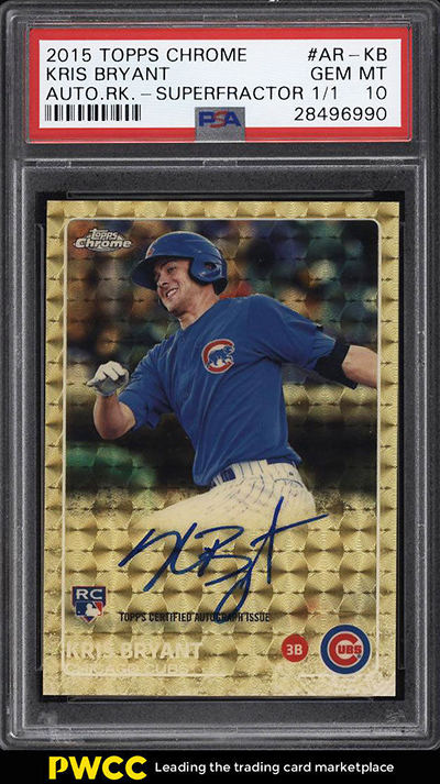 2018 Bowman Chrome Kris Bryant PSA Graded 10 Gold Refractor #'d/50