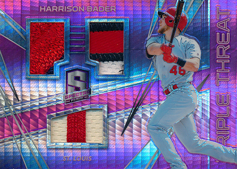 2018 Panini Chronicles Baseball Triple Threat Neon Pink Harrison Bader