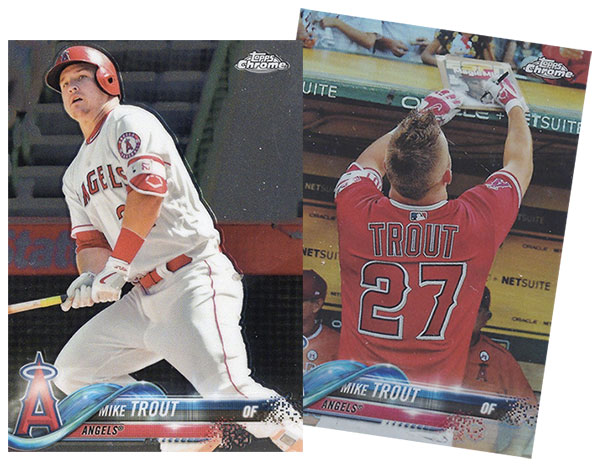 2017 Topps Chrome Mike Trout Red Jersey Green Refractor Angels 