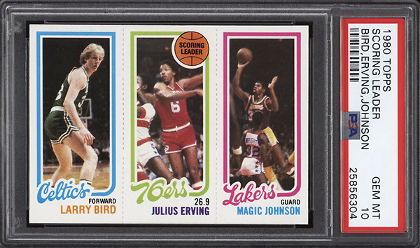 1980-81 Topps Larry Bird Magic Johnson Rookie Card PSA 10 PWCC Sept-2018 600