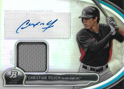 Christian Yelich Miami Marlins Autographed 2013 Bowman Chrome Draft MLB #40 Beckett Fanatics Witnessed Authenticated Rookie Card