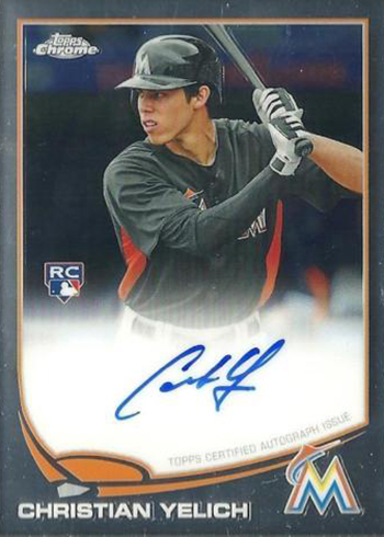 2013 Christian Yelich Bowman Draft BLUE ROOKIE 230/500 RC #40 Miami Ma