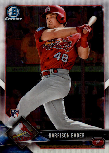 2018 Bowman Chrome Rookie Image Variations 68 Harrison Bader White Jersey  Rookie - Sportsnut Cards