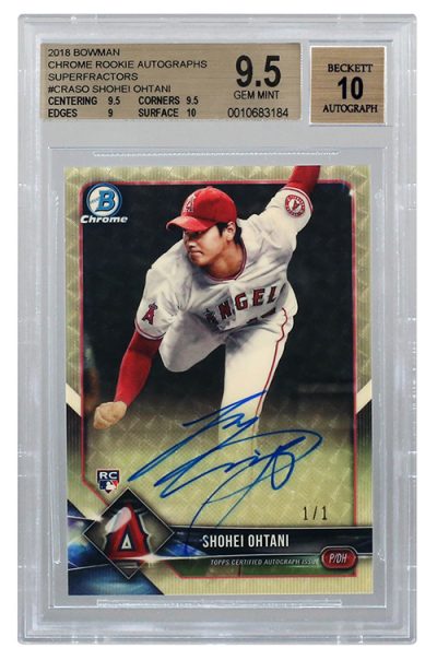 Bowman Chrome Shohei Ohtani Superfractor Autograph Tops $184,000