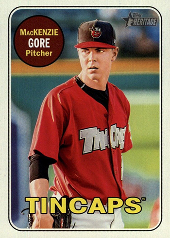 2018 TOPPS HERITAGE MACKENZIE GORE YELLOW PARALLEL RC ROOKIE CARD
