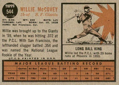 Willie McCovey  Cardboard Gods