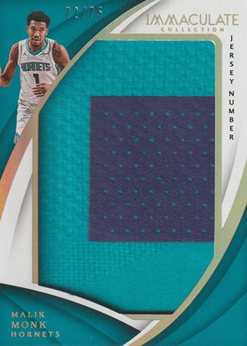 2017-18 Panini Immaculate Basketball Jumbo Patch Jersey Number Malik Monk