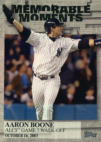 Aaron Boone walk-off HR 2003 ALCS, On this day in 2003, Aaron Boone hit an  11th-inning walk-off homer to clinch the pennant and send the Yankees to  the World Series!