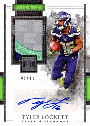 Tyler Lockett player worn jersey patch football card (Seattle