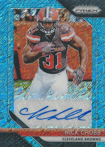 2018 Panini Prizm Football Rookie Autographs Blue Shimmer Nick Chubb