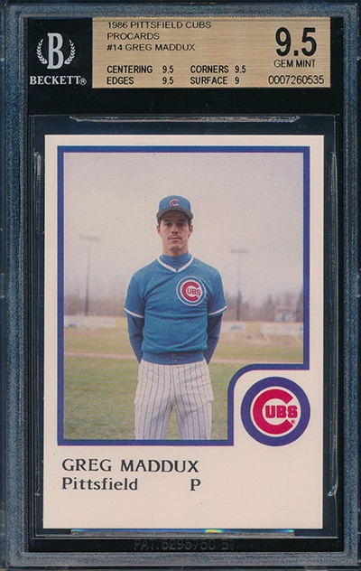 1986 Pittsfield Cubs ProCards Greg Maddux BGS 9-5