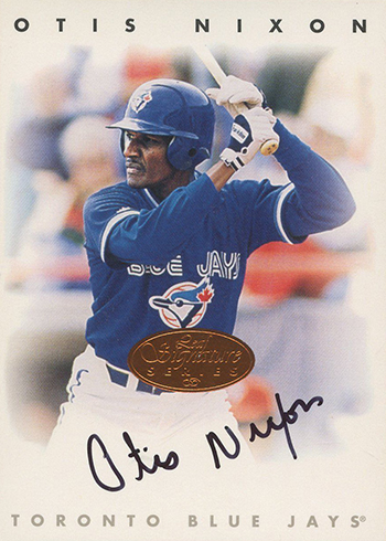 Otis Nixon autographed baseball card (Toronto Blue Jays) 1997 Topps Leading  Looters Refractor #SB23