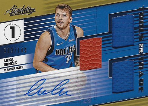 2018-19 Panini Absolute Basketball Tools of the Trade Three Swatch Signatures Luka Doncic