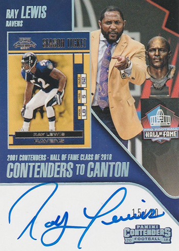 2018 Panini Contenders Football Contenders to Canton Autographs Ray Lewis