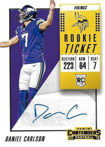 2018 Panini Contenders Football Daniel Carlson Rookie Ticket Autograph