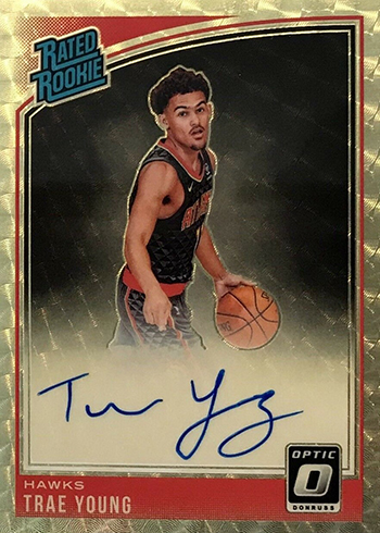 2018-19 Donruss Optic Basketball Rated Rookie Autographs Gold Vinyl Trae Young