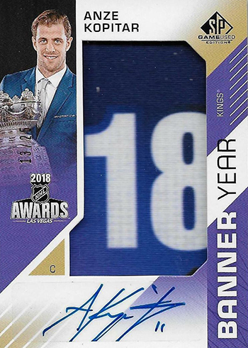 2018-19 SP Game Used Hockey Banner Year Autographs Award Anze Kopitar