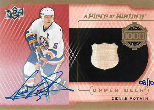 2018-19 Upper Deck Series 2 Hockey Piece of History 1000 Point Club Autographs Denis Potvin