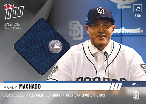 2019 Topps Now Spring Training Baseball ST-1A Manny Machado Table Cloth Relic