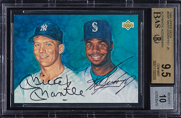 1994 Upper Deck Autograph Ken Griffey Jr./Mickey Mantle Dual