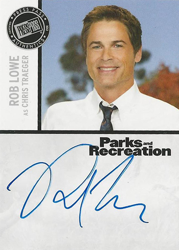 2013 Press Pass Parks and Recreation Rob Lowe Autograph