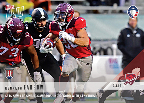 2019 Topps Now AAF Football Cards Checklist, Print Runs, Details, Gallery