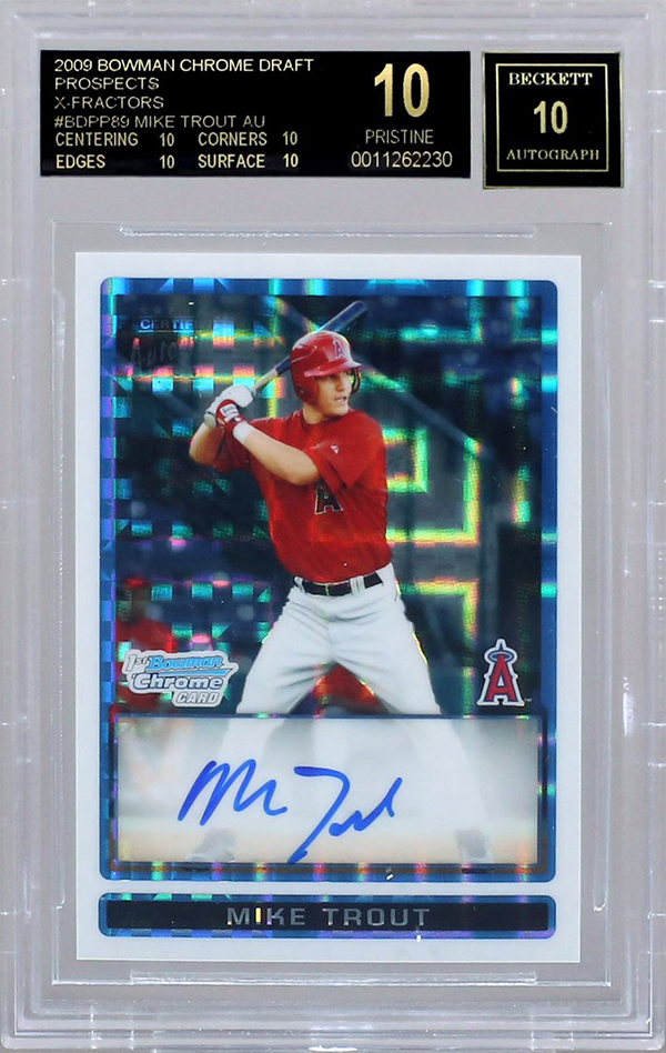 Mike Trout 2012 Bowman International Black Border SP USA Flag BGS 9 Mint  Pop= 4