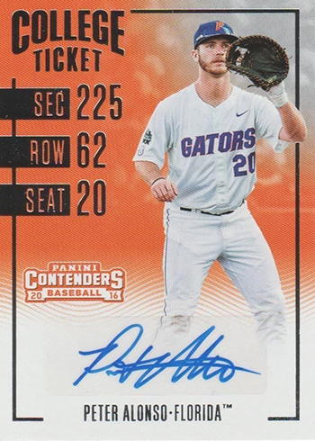 2016 Elite Extra Edition Contenders College Ticket Autographs Pete Alonso