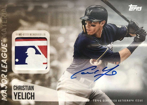 2019 Topps Major League Materials Autograph MLB Logo Christian Yelich