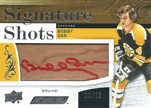 2018-19 Upper Deck Engrained Hockey Signature Shots Red Ink Bobby Orr