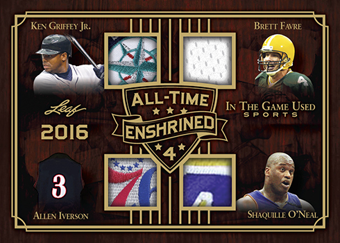 2019 Leaf In the Game Used Sports All Time Enshrined Quad