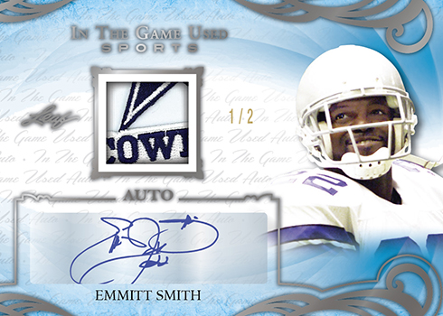 EMMITT SMITH 2022 Leaf In The Game Used SILVER AUTOGRAPH GU Jersey AUTO  1/15