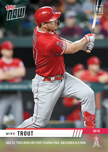 2019 TOPPS NOW #58 MIKE TROUT HRs IN 4 STRAIGHT GAMES MATCHES CAREER HIGH 