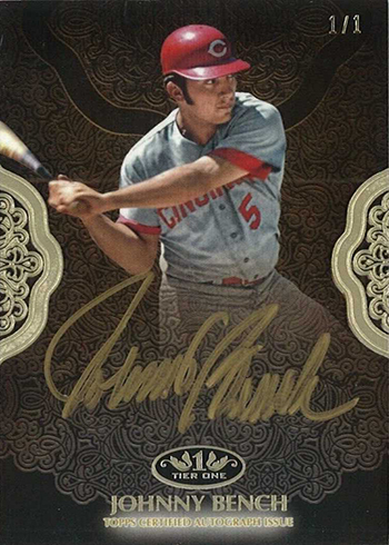  2011 Topps Tier One Dual Relics #TSR19 Johnny Bench Game Used  Bat Baseball Card – Only 99 made! : Collectibles & Fine Art