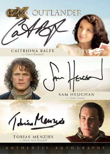 2019 Cryptozoic Outlander CZX Triple Autograph Balfe Heughan Menzies