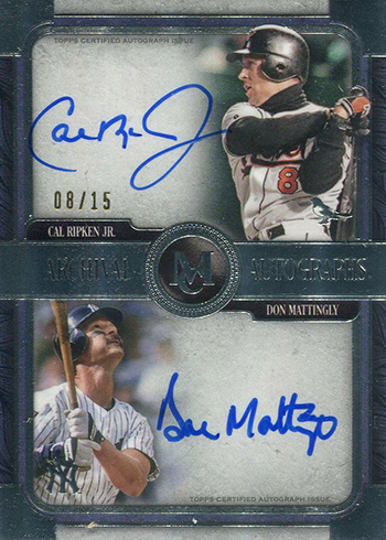 2019 Topps Museum Collection Baesball Dual Archival Autographs Don Mattingly Cal Ripken