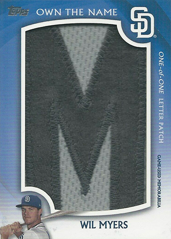 2019 Topps Series 2 Baseball Own the Name Letter Patch Wil Myers M