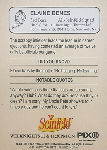 2019 New York Mets Seinfeld Baseball Cards Checklist, Gallery, SGA Info