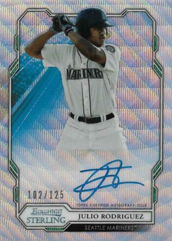 2019 Bowman Sterling Baseball Prospect Autographs Wave Refractor Julio Rodriguez