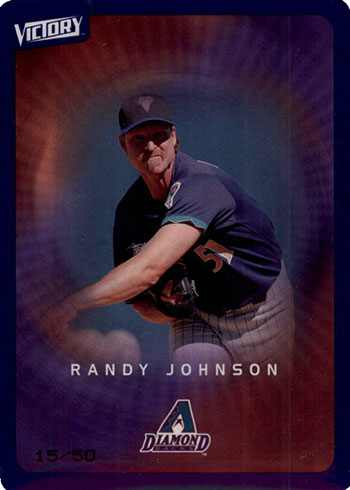 Randy Johnson player worn jersey patch baseball card (New York Yankees)  2005 Upper Deck Milestone Materials #MMRJ