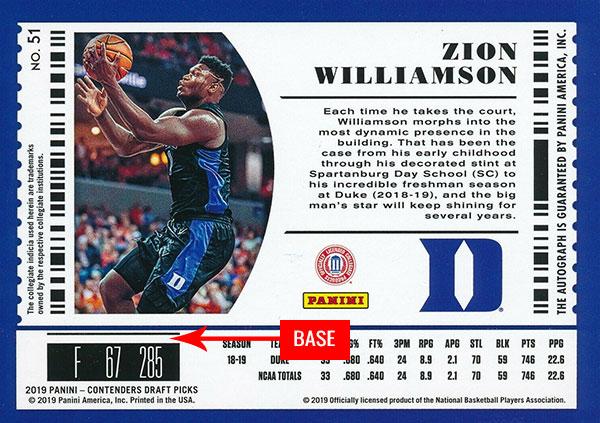 2019-20 Panini Contenders Draft Picks Basketball 1st Off The Line