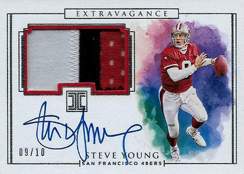 Steve Young 2021 Panini Mosaic Fusion Red Yellow Signed Card #299 Auto