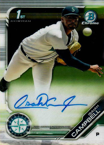 2019 Bowman offers Chrome Isaiah Campbell Auto 1st Refractor 210/499