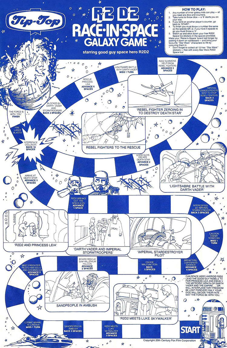1977 Tip Top Star Wars R2-D2 Space Ice Game Board