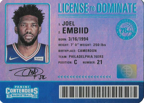 2019-20 Panini Contenders Basketball License to Dominate Joel Embiid